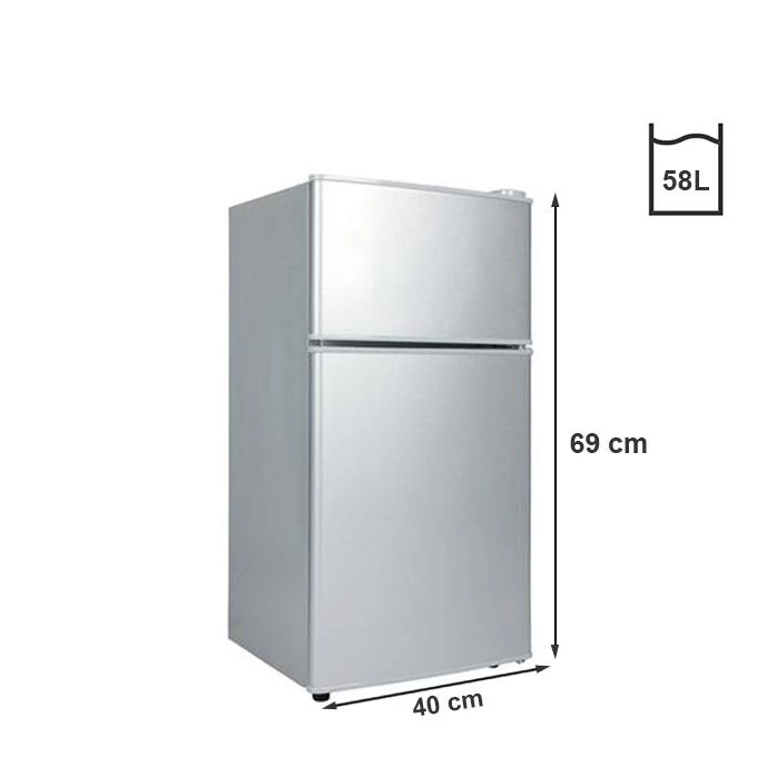 Nasco Réfrigérateur Double Portes Nasf2-100fl - 58 Litres Net / R600a / Argent -