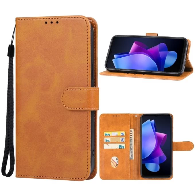 Étui De Téléphone En Cuir Pour Tecno Spark 10/10c-Marron